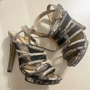 JustFab Amazon Snakeskin High Heeled Sandals